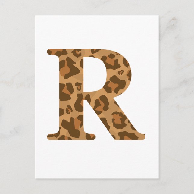 Letter R First Name Monogram Initial Leopard Print Postcard (Front)