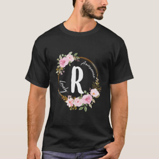 Letter R Floral Wreath Name Initial R Mother'S Day T-Shirt