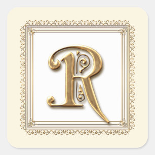 Letter R - Gold & Lace Classic Formal Wedding Seal