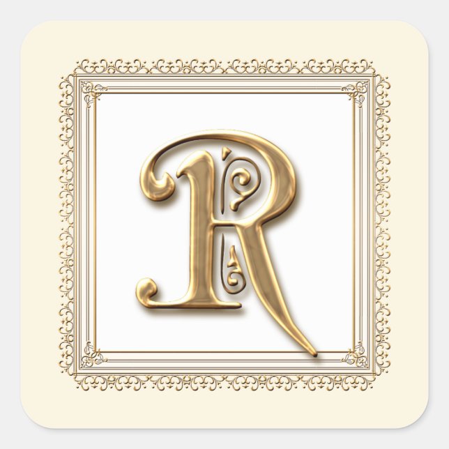 Letter R - Gold & Lace Classic Formal Wedding Seal (Front)