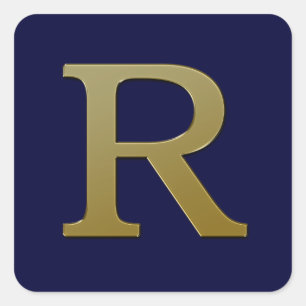 Letter R Gold Square Sticker