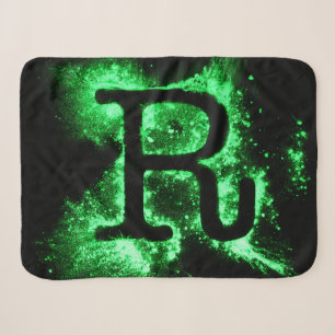 Letter R Green Capital Alphabet Sherpa Blanket