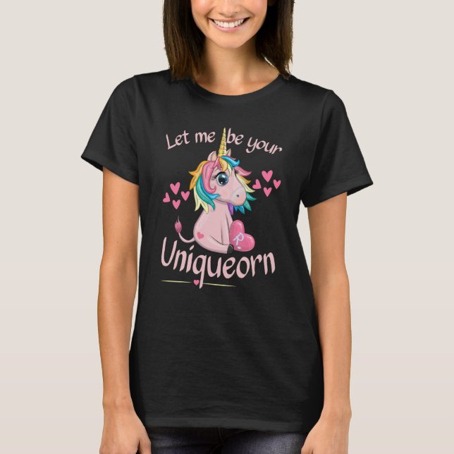 Letter R Heart Uniqueorn Valentines Day Unicorn Co T-Shirt (Front)