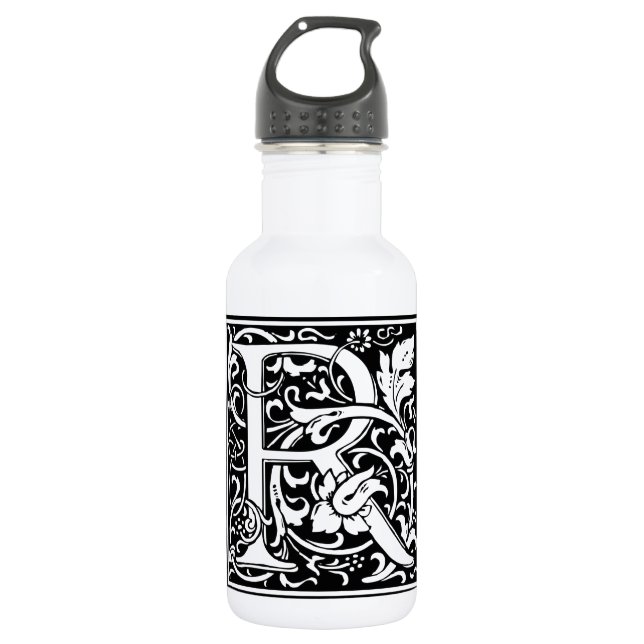 Letter R Mediaeval Monogram Art Nouveau 532 Ml Water Bottle (Front)
