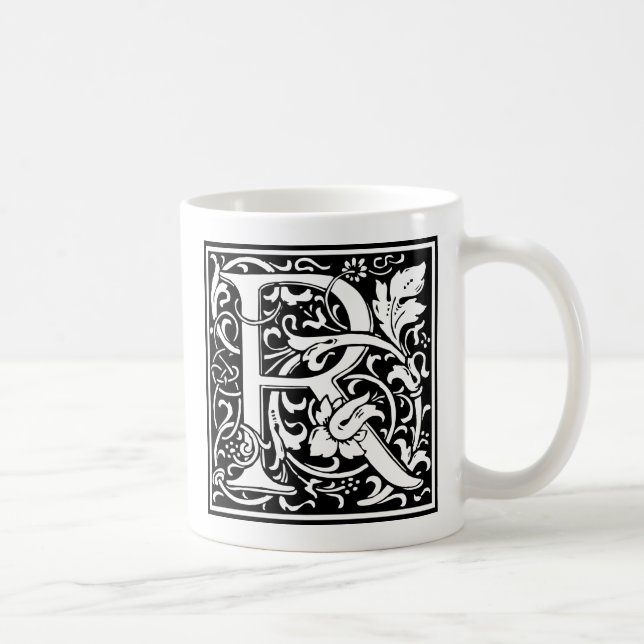 Letter R Mediaeval Monogram Art Nouveau Coffee Mug (Right)