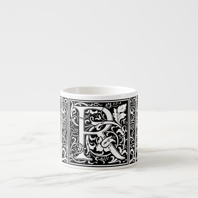 Letter R Mediaeval Monogram Art Nouveau Espresso Cup (Front)