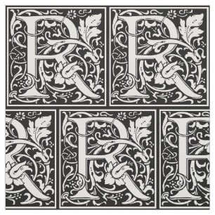 Letter R Mediaeval Monogram Art Nouveau Fabric