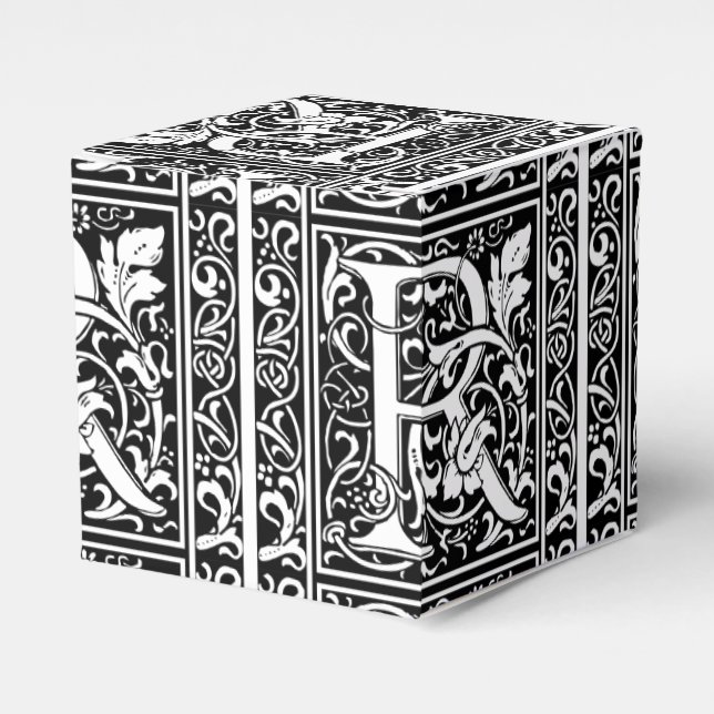 Letter R Mediaeval Monogram Art Nouveau Favour Box (Front Side)