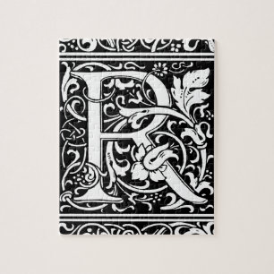 Letter R Mediaeval Monogram Art Nouveau Jigsaw Puzzle