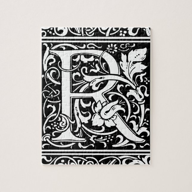 Letter R Mediaeval Monogram Art Nouveau Jigsaw Puzzle (Vertical)