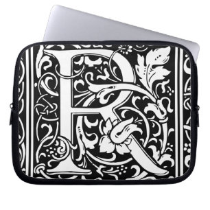 Letter R Mediaeval Monogram Art Nouveau Laptop Sleeve