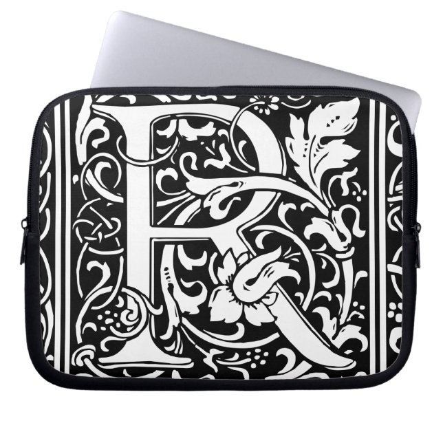 Letter R Mediaeval Monogram Art Nouveau Laptop Sleeve (Front)