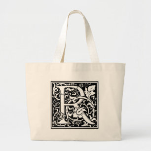 Letter R Mediaeval Monogram Art Nouveau Large Tote Bag