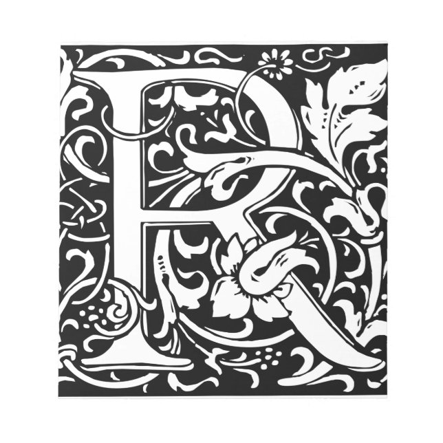 Letter R Mediaeval Monogram Art Nouveau Notepad (Front)