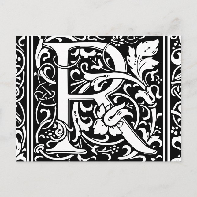 Letter R Mediaeval Monogram Art Nouveau Postcard (Front)