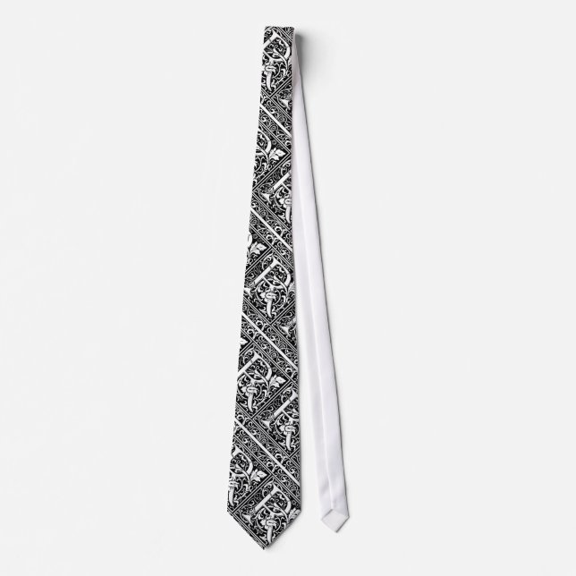 Letter R Mediaeval Monogram Art Nouveau Tie (Front)