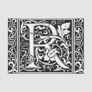 Letter R Mediaeval Monogram Art Nouveau Tissue Paper
