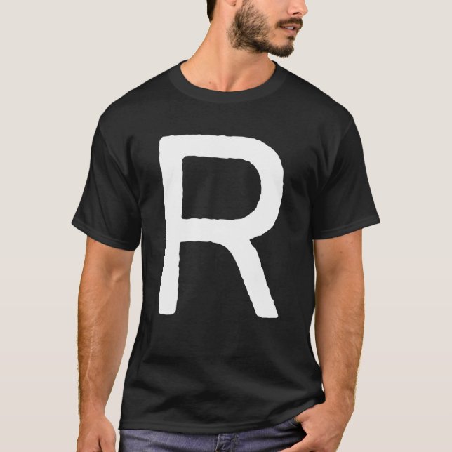 Letter R Men Women Monogram Graphic Retro Initial T-Shirt (Front)