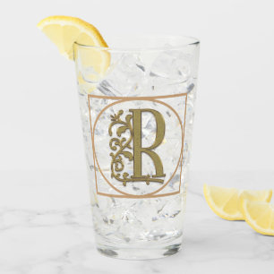 LETTER R MONOGRAM Beautiful Wedding New Home Gift Glass