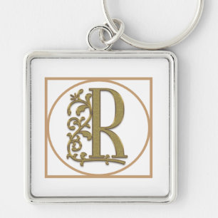 LETTER R MONOGRAM Beautiful Wedding New Home Gift Key Ring