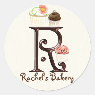 Letter R Monogram Cupcake Logo Business Stickers