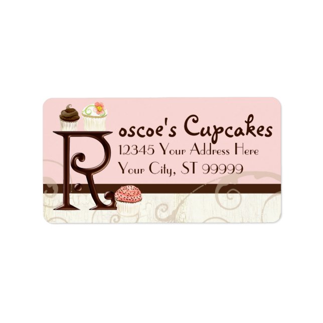 Letter R Monogram Dessert Bakery Address Labels (Front)