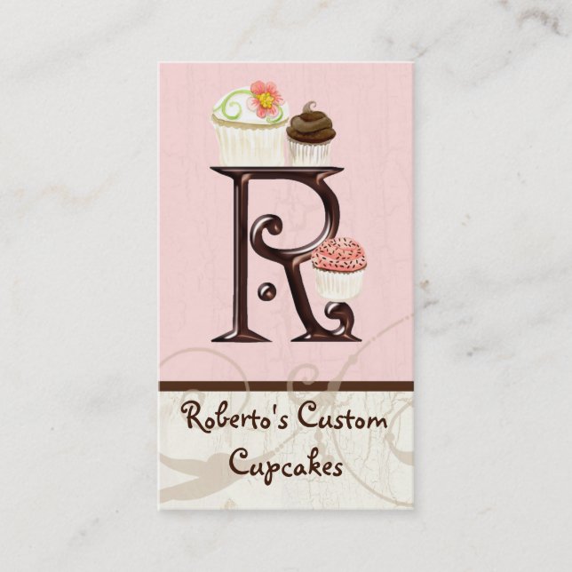 Letter R Monogram Dessert Bakery Business Cards (Front)
