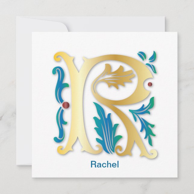 Letter R Monogram Fleur de lis Invitation (Front)