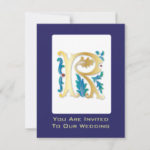 Letter R Monogram Fleur de lis Invitation