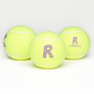 Letter R monogram girls personalised purple  Tennis Balls