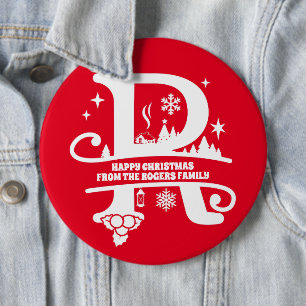 Letter R Monogram Initial Family Name Greeting 6 Cm Round Badge