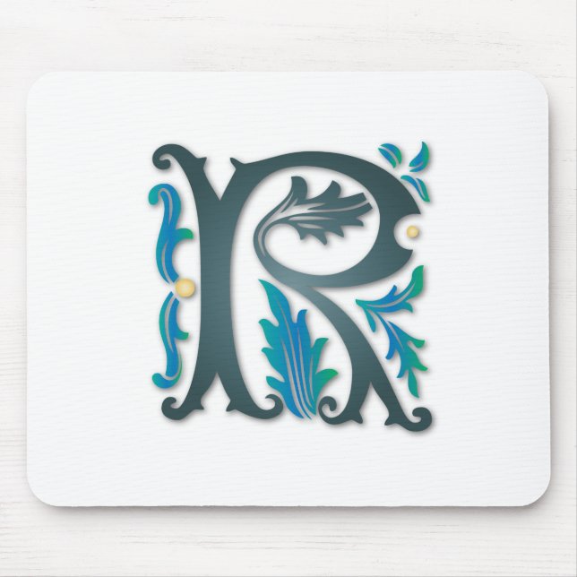 Letter R Monogram Mouse Mat (Front)