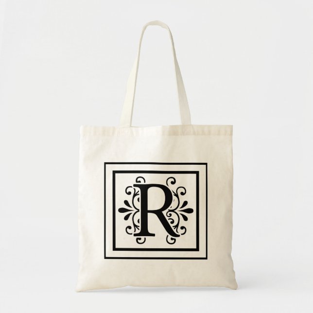 Letter R Monogram Tote Bag (Front)