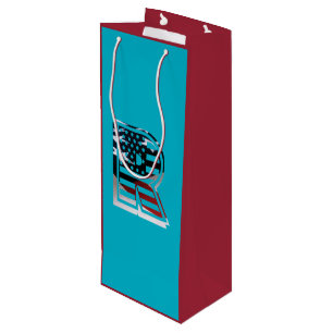 Letter R Monogram USA Flag Wine Gift Bag