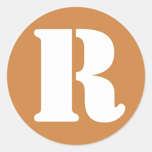 Letter R Peru Gold Stencil Alphabet by Janz Classic Round Sticker (Front)
