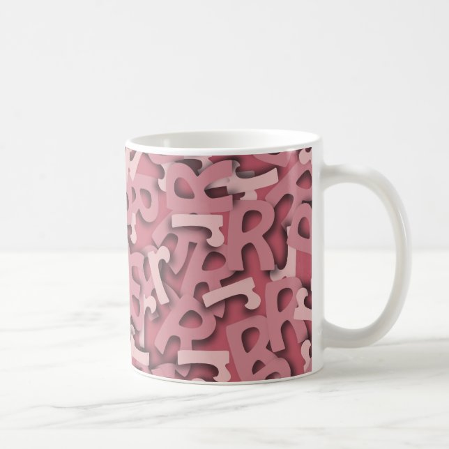 Letter R Pink Coffee Mug (Right)