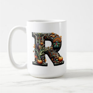 Letter R Thanksgiving style turkey Coffee Mug