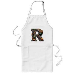 Letter R Thanksgiving style turkey  Long Apron