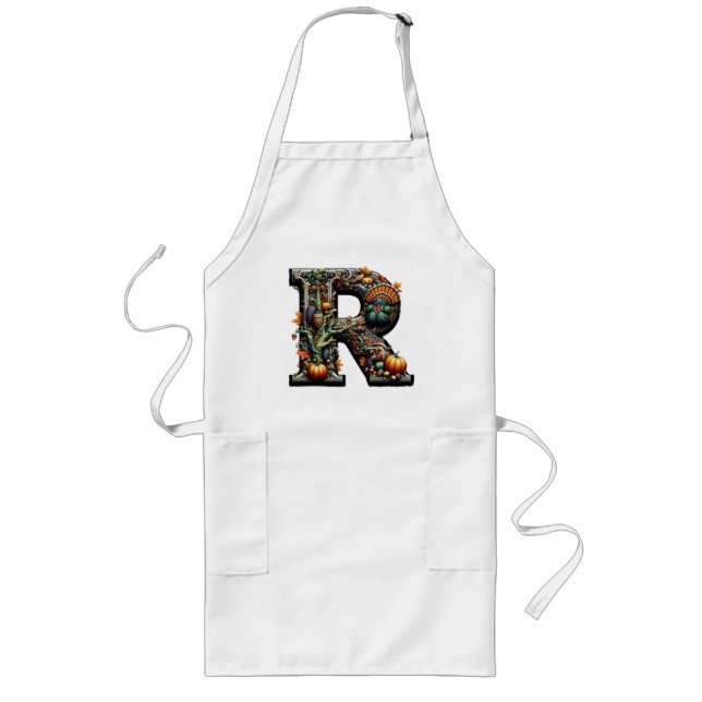 Letter R Thanksgiving style turkey  Long Apron (Front)