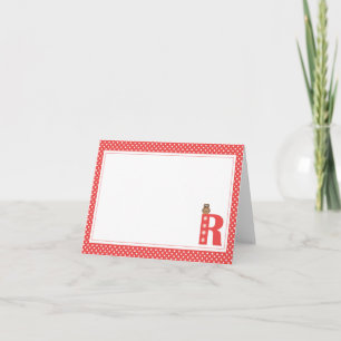 Letter R with Owl Blank Note Card