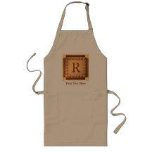 Letter R: Wood Look Initial with Custom Text