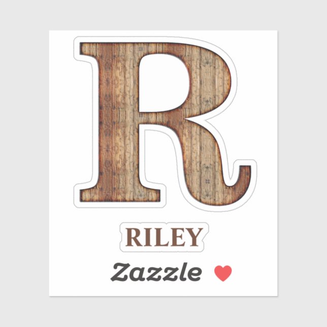 Letter R wood texture with custom name Sticker (Sheet)