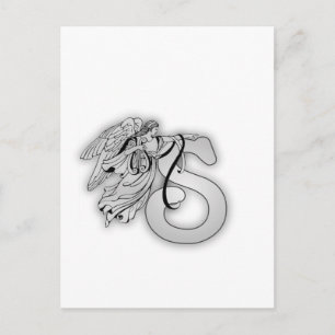 Letter S Angel Monogram Initial Postcard