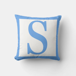 Letter S Baby Blue Border Cushion