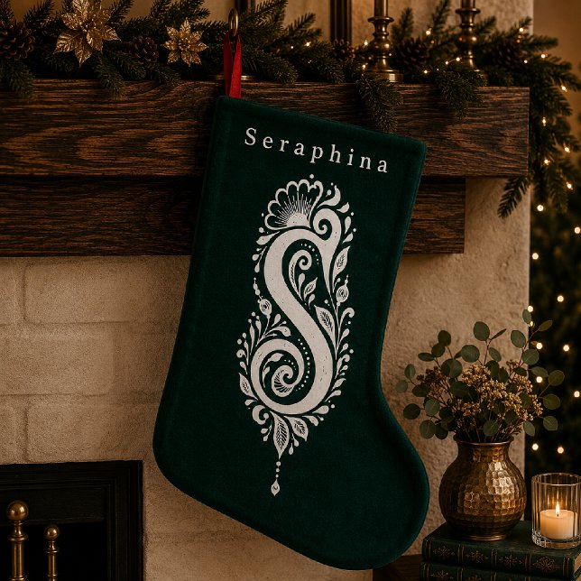 Letter S Botanical Monogram Personalised Stocking (Creator Uploaded)