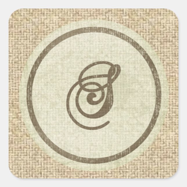 Letter S burlap rustic design stickers (Front)