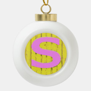 Letter s ceramic ball christmas ornament
