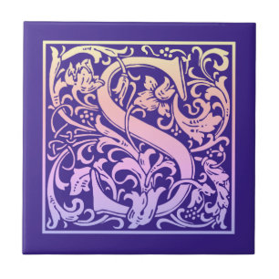 Letter S Colourful Vintage First Letter Gradient Tile