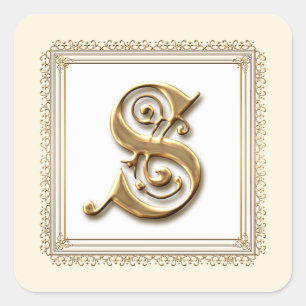 Letter S - Gold & Lace Classic Formal Wedding Seal