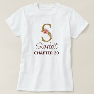 Letter S Gold Monogram Blush Pink Roses Birthday T-Shirt
